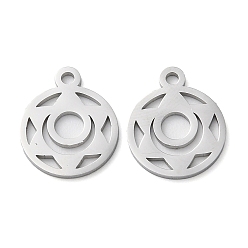 Stainless Steel Color Chakra Theme 304 Stainless Steel Charms, Manual Polishing, Svadhisthana Chakra, Stainless Steel Color, 14.5x12x1mm, Hole: 1.6mm