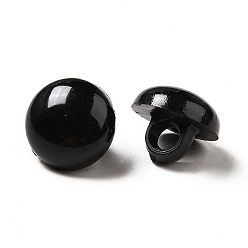 Black 1-Hole Opaque Acrylic Shank Buttons, Dome Buttons, Dyed, Black, 11x4mm, Hole: 2mm