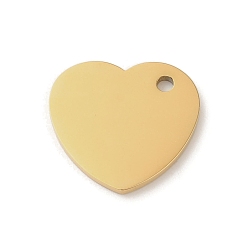 Real 18K Gold Plated Ion Plating(IP) 304 Stainless Steel Pendants, Stamping Blank Tag, Heart Charm, Real 18K Gold Plated, 16x18x1.5mm, Hole: 2mm