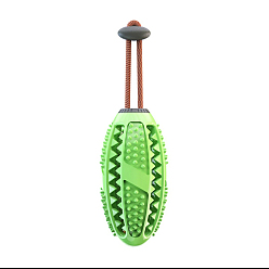 Lawn Green Bumpy TPR Rubber Dog IQ Treat Oval Ball, Pet Food Dispenser with Hanging Rope, Leaky Slow Feeder, Dog Chew Teether Toy, Lawn Green, 116x58mm