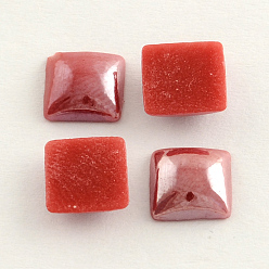 FireBrick Pearlized Plated Opaque Glass Cabochons, Square, FireBrick, 8x8x3mm