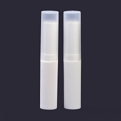 White DIY PP Empty Lipstick Bottle, Lip Balm Tube, with Cap, Column, White, 1.5x8.3cm, Hole: 10.5mm
