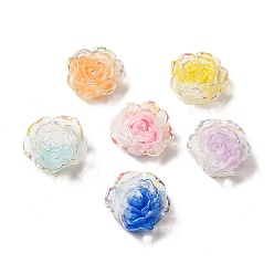 Mixed Color Transparent Resin Cabochons, Flower, AB Color Plated, Mixed Color, 24x20x8mm