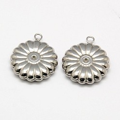 Stainless Steel Color 304 Stainless Steel Pendants, Flower, Stainless Steel Color, 23x19x5mm, Hole: 2mm