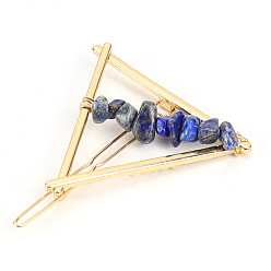 Ляпис-Лазурь Заколки для волос из сплава, лазуритом, аксессуары для волос для женщин и девочек, треугольные, 60x55x40 мм