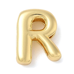 Letter R Медные подвески-слайдеры, стойки покрытие, без свинца и без кадмия, долговечный, реальный 18 k позолоченный, Буква R, 14.5x12x4.5 мм, отверстие : 10.5x2 мм
