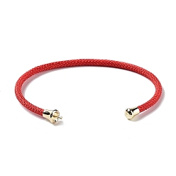 Red Stainless Steel Cuff Bangle Making, with Golden Tone Brass Finding, for Half Drilled Beads, Red, Inner Diameter: 1-3/4x2-3/8 inch(4.6x6cm), Pin: 1mm
