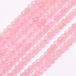 Rose Quartz Natural Rose Quartz Beads Strands, Faceted, Round, 2~2.5mm, Hole: 0.5mm, about 165pcs/strand, 15.7 inch(40cm)