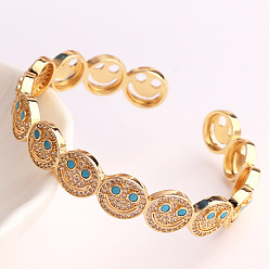 Turquoise Retro Smiley Face Bracelet - Fashion Design, Personalized, Couples Copper Bracelet.