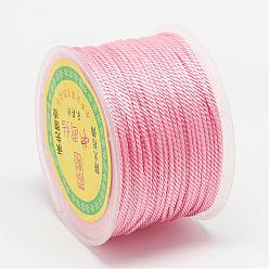 Pink Nylon Threads, Milan Cords/Twisted Cords, Pink, 1.5~2mm, about 54.68 yards(50m)/roll