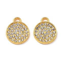 Золотой Марка сплава горный хрусталь подвески, плоско-круглые, золотые, 15.7x12.5x1.7 мм, отверстие : 2 мм