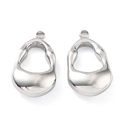 Stainless Steel Color 201 Stainless Steel Pendants, Teardrop Charm, Stainless Steel Color, 22x12.5x6mm, Hole: 2mm