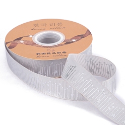 Light Grey 45M Silver Stamping Star Polyester Grosgrain Ribbons, Costume Accessories, Light Grey, 1 inch(25mm), about 49.21 Yards(45m)/Roll