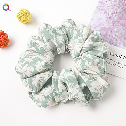 C189 Oversized - Floral Green Vintage French Retro Bow Hairband - Solid Color Satin Hair Tie