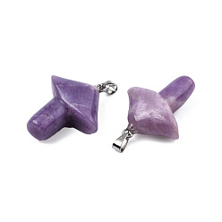 Amethyst Natural Amethyst Pendants, with Stainless Steel Snap On Bails, Mushroom, Stainless Steel Color, 27.5~28.5x23~25x9.5~10.5mm, Hole: 3x5mm