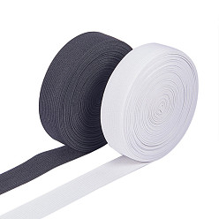 Mixed Color Flat Elastic Rubber Band, Webbing Garment Sewing Accessories, Black & White, 25(-1)mm, 5m/roll, 2roll/color, 4rolls/set