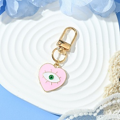 Pink Подвеска из эмали из сплава сердца со сглазом, украшения, с поворотными застежками сплава, розовые, 58 мм, Кулон : 36 мм