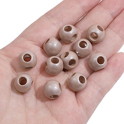 Rosy Brown Pearlized Acrylic European Beads, Large Hole Beads, 4-hole Round, Rosy Brown, 12x10mm, Hole: 4.5mm, 5pcs/bag