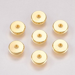 Real 18K Gold Plated 201 Stainless Steel Spacer Beads, Flat Round, Real 18k Gold Plated, 8x2mm, Hole: 2mm