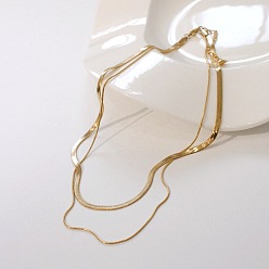 gold double layer necklace Minimalist Double-layer Snake Bone Necklace - Simple and Elegant