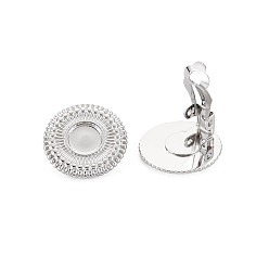 Stainless Steel Color 304 Stainless Steel Clip-on Earring Settings, Earring Findings, Flat Round, Stainless Steel Color, 18mm, Tray: 7mm