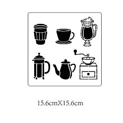 Посуда Трафареты для штампов из нержавеющей стали, для diy scrapbooking / фотоальбом, декоративная тисняющая бумажная карточка, цвет нержавеющей стали, образец чайника, 15.6x15.6 см