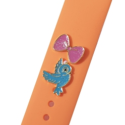 Doré  Goujons de bracelet de montre en alliage d'émail, décoration de bracelet de montre, nœud papillon et oiseau, or, 4x4 cm, 2 pièces / kit