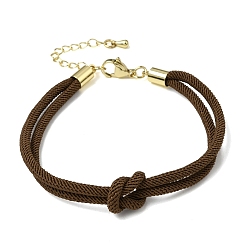 Coffee 3MM Round Nylon Braided Cord Bracelet Making, Knot, with Golden 202 Stainless Steel Lobster Clasp & Brass Finding, Coffee, 6.69x0.39 inch(17x1cm)