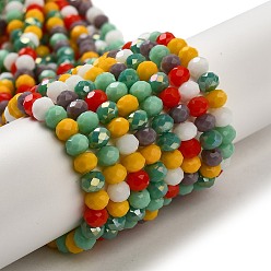 Mixed Color Glass Beads Strands, Faceted, Rondelle, Mixed Color, 4x3mm, Hole: 0.4mm, about 123~127pcs/strand, 15.75~16.5 inch(40~42cm)