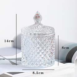 Clear Crystal Glass Storage Jar, Glass Candle Cup, with Lid, Candy Food Storage Container Supplies, Clear, 8.5x14cm