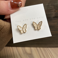 5254507 Chic and Edgy Butterfly Stud Earrings with Unique Design and Sparkling Gems