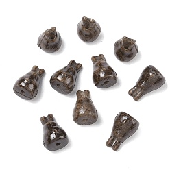 Coconut Brown Vintage Handmade Porcelain Beads, Fancy Antique Glazed Porcelain, Rabbit, Coconut Brown, 17.5x11mm, Hole: 2mm