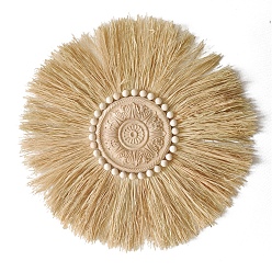 BurlyWood Raffia Woven Wall Decorations, Wooden Home Decorations, Flat Round, BurlyWood, 450mm