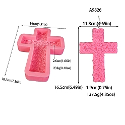 Cross Moules en silicone, moules à bougies, moule à bougie d'aromathérapie, croix, 14x18.7x2.6 cm, Diamètre intérieur: 11.8x16.5x1.9 cm