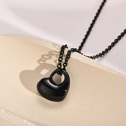 Electrophoresis Black 316L Surgical Stainless Steel  Heart Urn Ashes Pendant Necklace, Memorial Jewelry for Men Women, Electrophoresis Black, 19.69 inch(50cm)