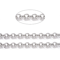 Stainless Steel Color 304 Stainless Steel Rolo Chains, with Spool, for Jewelry Making, Unwelded, Stainless Steel Color, 12x2mm, about 16.4 Feet(5m)/roll