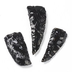 Obsidian Rough Raw Natural Black Obsidian Beads, No Hole/Undrilled, Knife, 67~95x28~35x10~14.5mm