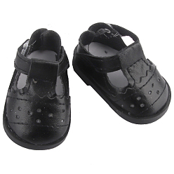 Black Imitation Leather Doll Shoes, for 18 "American Girl Dolls BJD Accessories, Black, 55x33x28mm