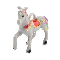 Светло-серый Непрозрачные акриловые подвески с принтом, 3d амулеты в виде лошадей, светло-серый, 39x40x13 мм, отверстие : 4.5x3.5 мм