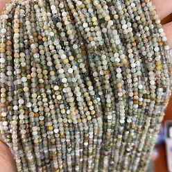 Rutilated Кварц Естественный зеленый Rutilated кварцевые нити бисера, круглые, граненые, 3.5 мм, отверстие : 0.5 мм, около 109 шт / нитка, 14.96'' (38 см)