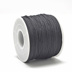 Black Polyester Cords, Black, 0.5~0.6mm, about 131.23~142.16 yards(120~130m)/roll