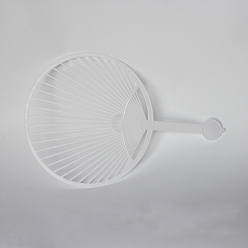 White DIY Plastic Paddle Fan Frames, Flat Round, White, 34x23cm