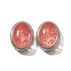 Вишневый Кварц Синтетическое вишневое кварцевое стекло многожильные звенья, овальные, без кадмия и без свинца, платина, 21x16.5x11.5 мм, отверстие : 3 мм