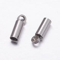 Stainless Steel Color 304 Stainless Steel Cord Ends, End Caps, Stainless Steel Color, 8x2.5mm, Hole: 1.5mm, Inner Diameter: 2mm