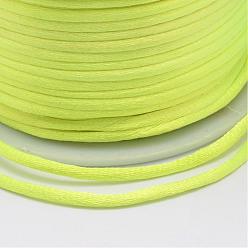 Зелено-Желтый Полиэфирного корда, атласный шнур, для изготовления украшений из бисера, китайское вязание, зеленый желтый, 2 мм, около 100 ярдов / рулон