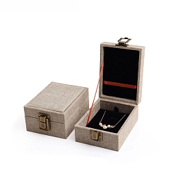 Antique White Linen Jewelry Storage Box, Jewelry Display Case, for Pendants Storage, Antique White, 12x9x5.7cm