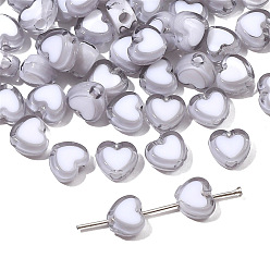 Light Grey Acrylic Bicolor Heart Beads, for DIY Bracelet Necklace Handmade Jewelry Accessories, Light Grey, 8x7mm, Hole: 2mm