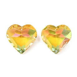 Золотистый Гальванические стеклянные подвески, граненые, для люстры хрустальные подвесные подвески, сердце, золотые, 43.5x45.5x26 мм, отверстие : 1.8 мм