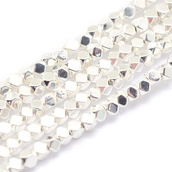 Silver Plated Electroplate Non-magnetic Synthetic Hematite Beads Strands, Grade AA, Long-Lasting Plated, Faceted, Cube, Silver Plated, 3x3x3mm, Hole: 0.8mm, about 141pcs/strand, 15.7 inch(40cm)