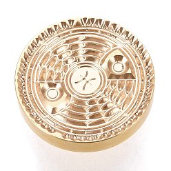 Pisces Brass Wax Sealing Stamp, with Rosewood Handle for Post Decoration DIY Card Making, Twelve Constellations, Pisces, 89.5x25.5mm